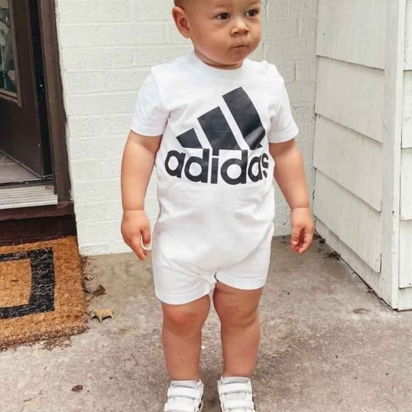 NWT Adidas 2-Piece ROMPER Set in Blue and White ~12M - Picture 3 of 3